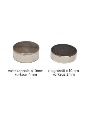 Magneettinappi Ø10mm, vastakappaleella